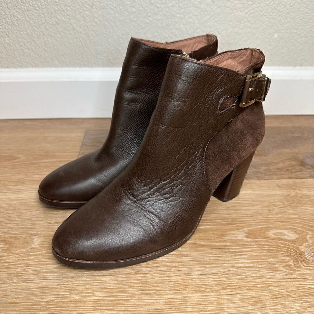 Louise Et Cie Brown Leather Suede Lo-vasca Heeled Ankle Booties, Size 6.5